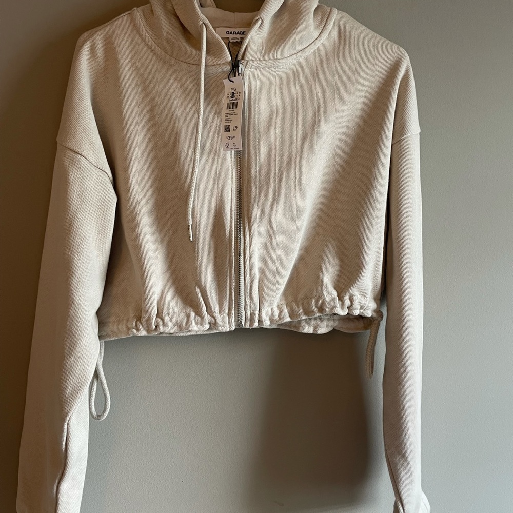 Garage Cropped sweatshirt- Tan- Size S